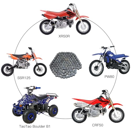 YOXUFA 420 Motorcycle Chain 132 Links for 50 70 90 110 125cc SSR TaoTao Coolster Apollo Baja Kazuma Chinese ATV 4 Wheeler Quad Pit Dirt Bike 212cc Go Kart Mini Bike Powersports Parts W/Chain Breaker