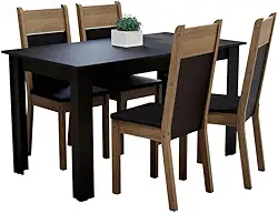 Conjunto Sala de Jantar Madesa Havana Mesa Tampo de Madeira com 4 Cadeiras - Preto/rustic