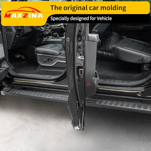 Maxzina Door Sill Protector Compatible with 2021-2025 2026 Ford F150 SuperCrew Cab Outer Side Step Protector Side Edge Step Guard Car Door Dust Shield Cover 2024 F-150 Exterior Accessories