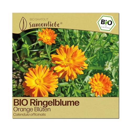 Samenliebe BIO Ringelblumen Samen | Heilpflanze & Wildblume - essbare Blüten - samenfestes BIO Saatgut