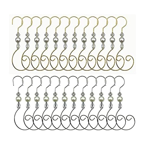 WEIBIAO Christmas Ornament Hooks Iron Hook with Acrylic Jewelry Hanger Decoration for Christmas Tree Home Decoration (24 Pieces) (Style D) Cover