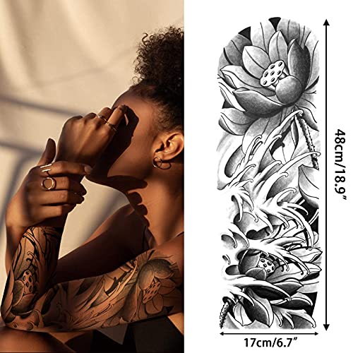 Image of Aresvns Flowers Full Arm and Half Sleeves Temporary Tattoo for Women Girls