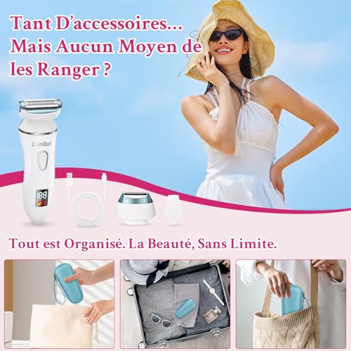 Ruycllo Afeitadora Eléctrica Mujer 2 en 1, Rasuradora Íntima Mujer y Recortadora Bikini IPX7 Impermeable con Pantalla LED, Afeitadora Mujer para Piernas, Axilas y Zona Íntima con Estuche - imagen 7