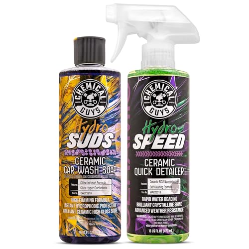 Image of Chemical Guys HydroSpeed & HydroSuds Car Wash Kit - Ceramic Quick Detailer and Car Wash Soap Bundle - Car Detailing Kit with High Foam Shine Protection, Works with Foam Cannon or Gun, 16 oz Each