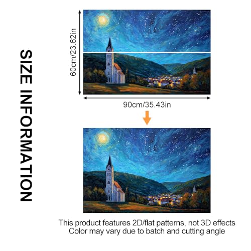 Image of Starry Night Village Backsplash Peel and Stick, 35.4x23.6 in