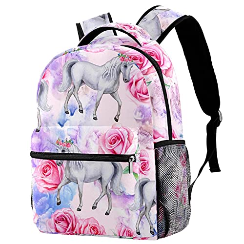 Sac à dos licorne chien rose femme multicolore pour les cours et les sorties