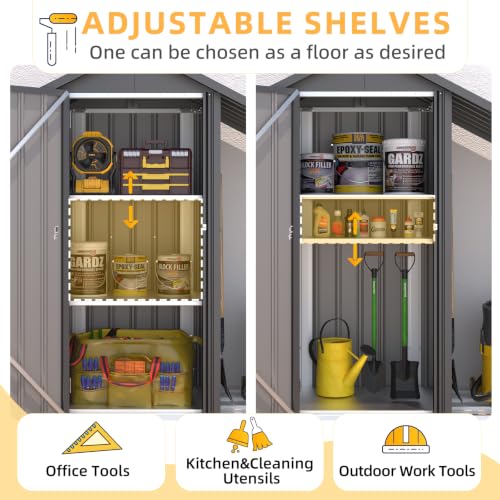 Image of AECOJOY Outdoor Storage Cabinet Waterproof with Shelves and Firewood Rack