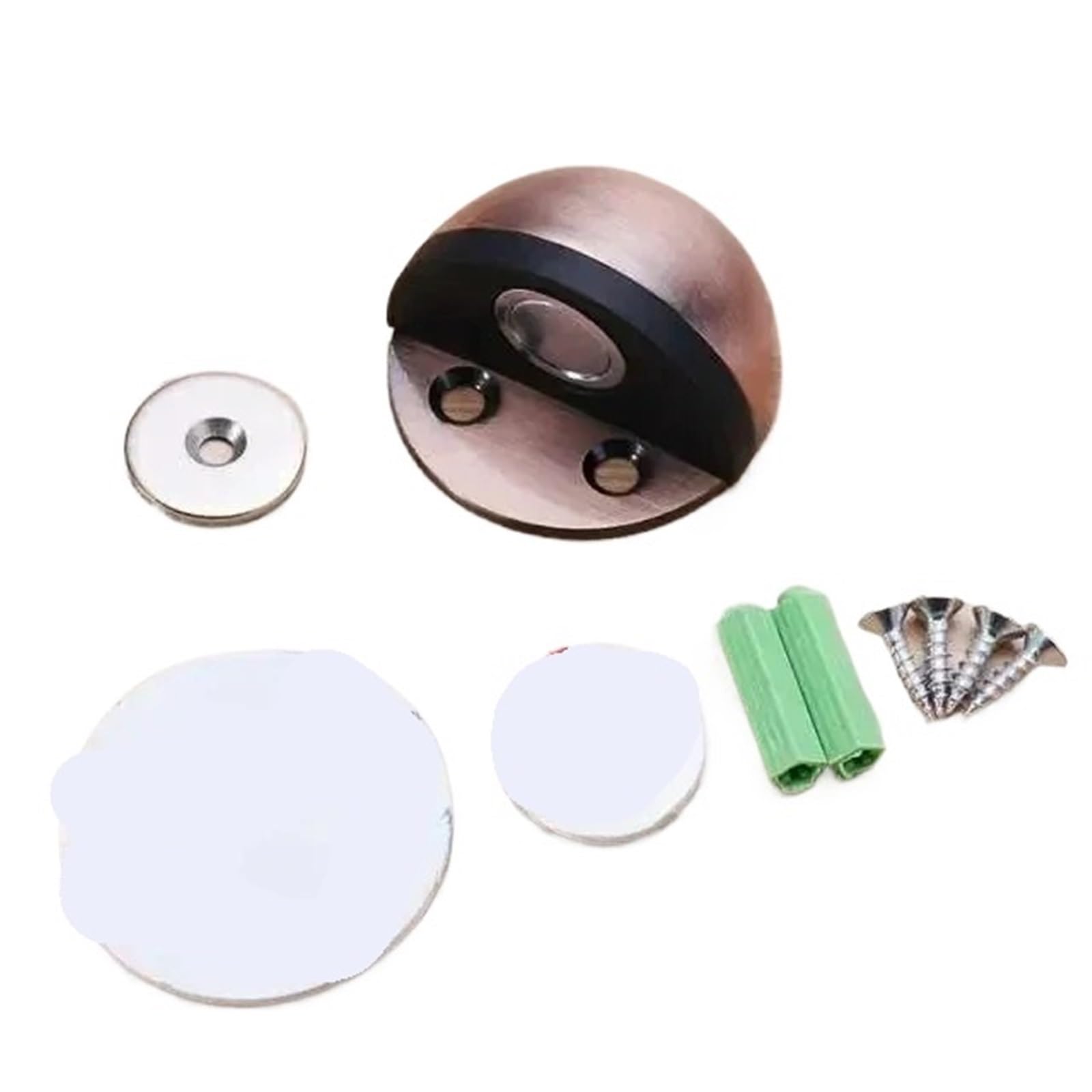 Door Stop Stainless Steel Door Stopper Dual Catch No Punching Bumper Wedge Wall for Floor(Red Bronze)