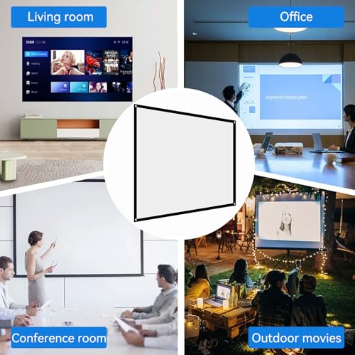 Portable Projection Screen, 4:3 Foldable Noncrease Movies Screens White Projector Curtain for Home Theater Conference Outdoor Camping(60in)