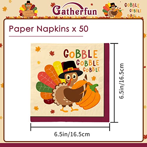 Thanksgiving Party Supplies, Disposable Paper Napkins For Autumn Party Decorations And Thanksgiving Party Decorations, 50 Pack, Turkey Design #TOP1