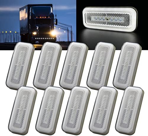 AUTOPROM 10 Pcs Side Marker Clearance Lights, Side Marker Indicators Light, Led Side Marker Lights, Can Be Used On Cars, Truck, Semi-truck, Van. / Normal, White 24V