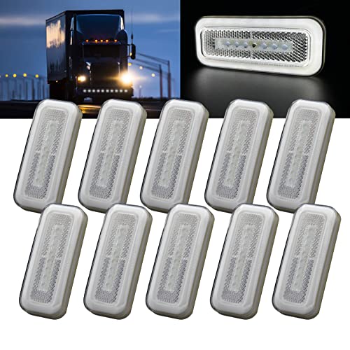 Autoprom 10 Pcs Side Marker Clearance Lights, Side Marker Indicators Light, Led Side Marker Lights, Can Be Used On Cars, Truck, Semi-Truck, Van. / Normal, White 24V #TOP17
