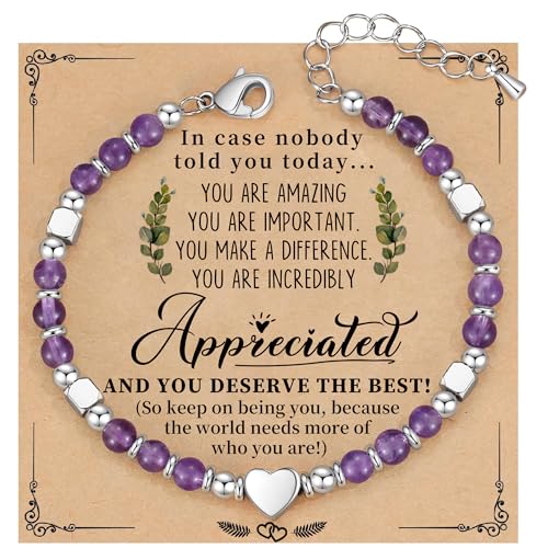 Image of Inspirational Gifts for Women, Thank You Gifts for Women Coworker Friends Heart Charm Bracelet Jewerly Best Friend Bracelet