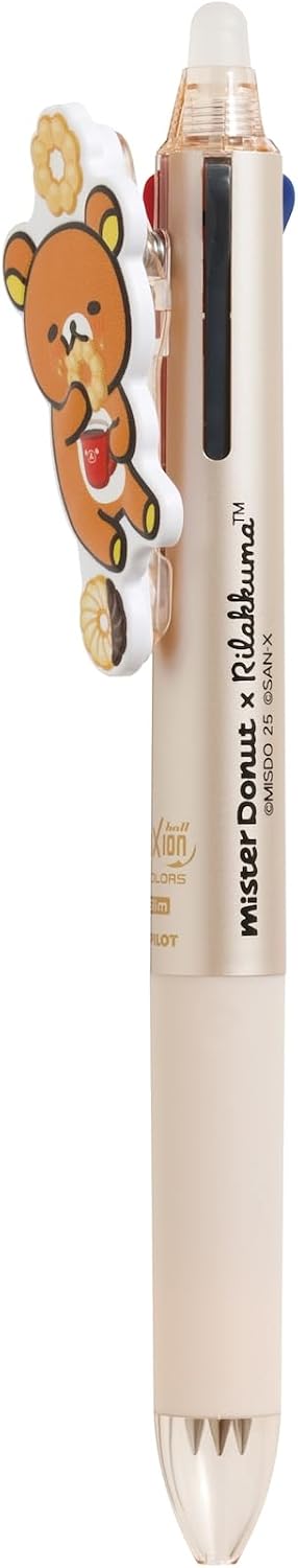 San-X Rilakkuma "Rilakkuma x Mr. Donuts" Frixion Ball Slim 3C with Mascot, PR13801 H5.7 x 0.5 inches (145 x 13 mm)