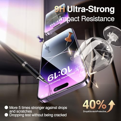 Image of SMARTDEVIL 3 Pack Tempered Glass for iPhone 14 Pro Screen Protector, Military-Grade Shatterproof Protection, 9H Hardness, Fast & Easy Installation, Case Friendly Design