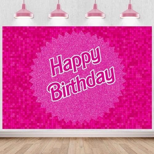 Sensfun Glitter Hot Pink Birthday Backdrop Princess Girl