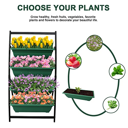 Vertical Raised Garden Bed, Elevated Planter Boxes 4 Tier Freestanding Above Ladder Container Gardening Outdoor Indoor Gifts For Grow Herb Flower Vegetable Patio Balcony Greenhouse, Green #TOP2