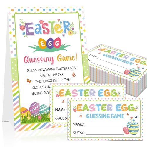 LIJUGIFT Easter Guessing Game Cards, Guess How Many Easter Eggs
