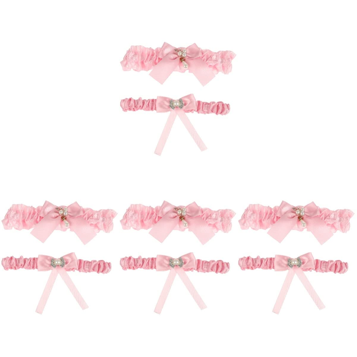 Abaodam 8stücke Teiliges Set Strumpfbänder Für Bräute Dekorative Beinstrümpfe Rosa Mit Eleganten Perlen Für Hochzeitszeremonie Und