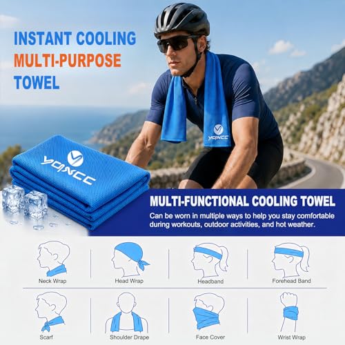 Image of YQXCC 2 Pack Cooling Towels (47 inchx12 inch), Ice Cool Neck Towel, Soft Breathable Microfiber for Yoga, Golf, Gym, Running, Camping & Hot Weather