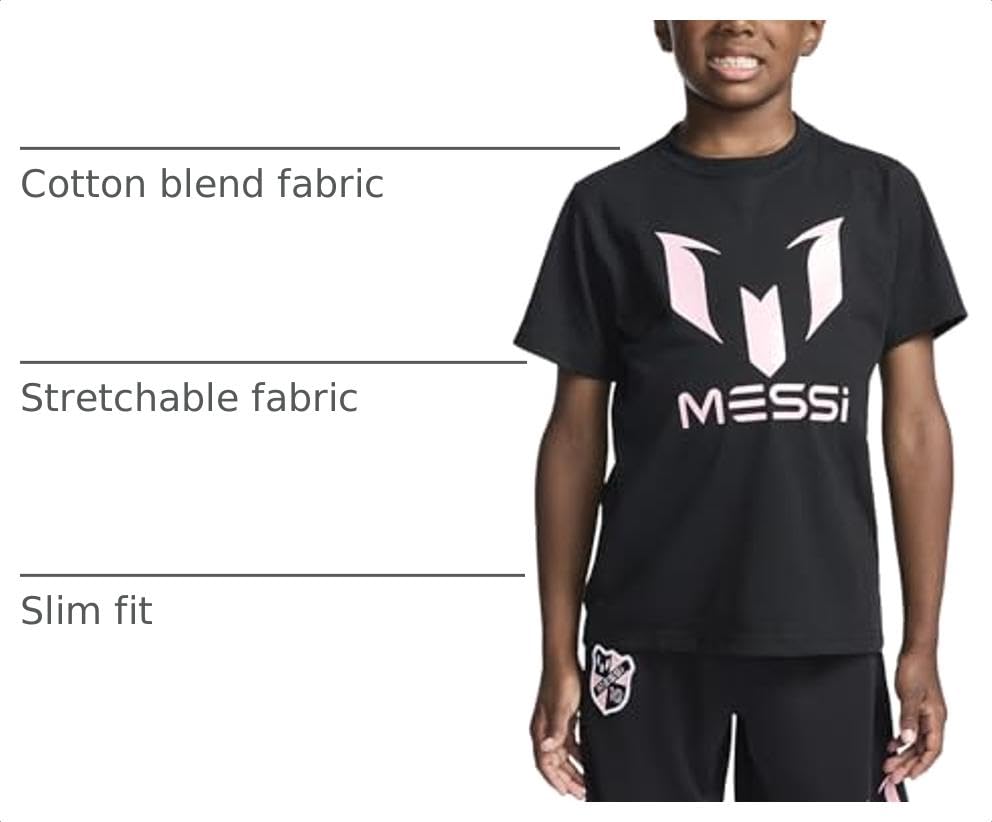 Image of Messi Boys' Lifestyle Short Sleeve T-Shirt, Slim-fit Graphic Tee