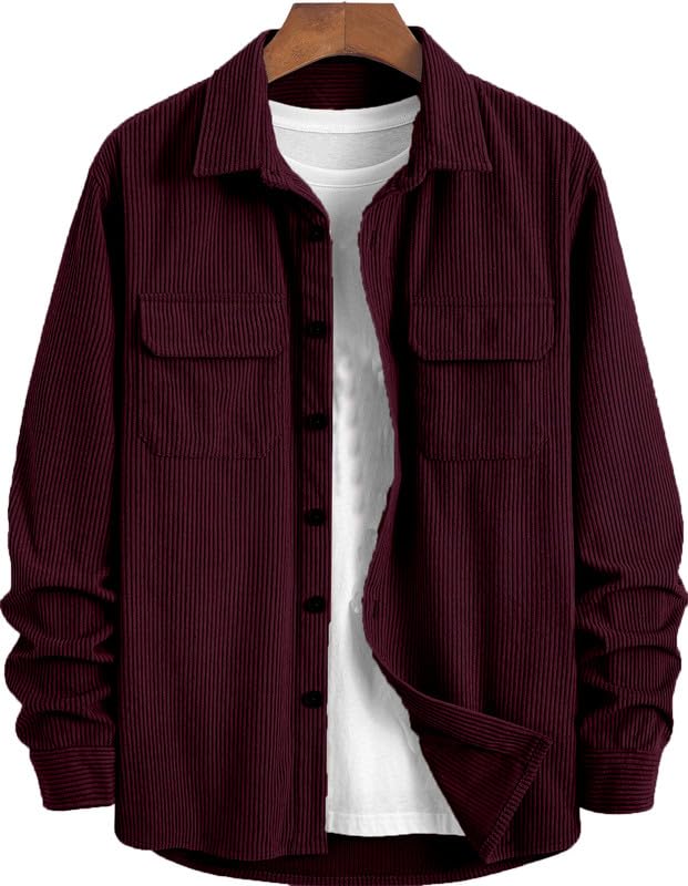 Image of MiraMichi Men's Full Sleeve Corduroy Striped Casual Jacket, Ideal for Stylish Everyday Outfits
