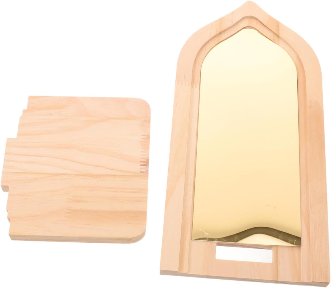 OSALADI Wall Mirrored Candle Sconce with Acrylic Reflective Lens Gold Finish Wooden Wall Mount Candle Holder Living Room and Bathroom Decorative Shelf