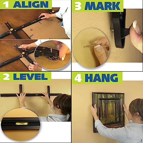 Image of Hang It Perfect Picture Hanging Tool,Picture Frame Wall Hanging Tool with Level, Wall Picture Hanger Mounting Tool,36 inch-Black