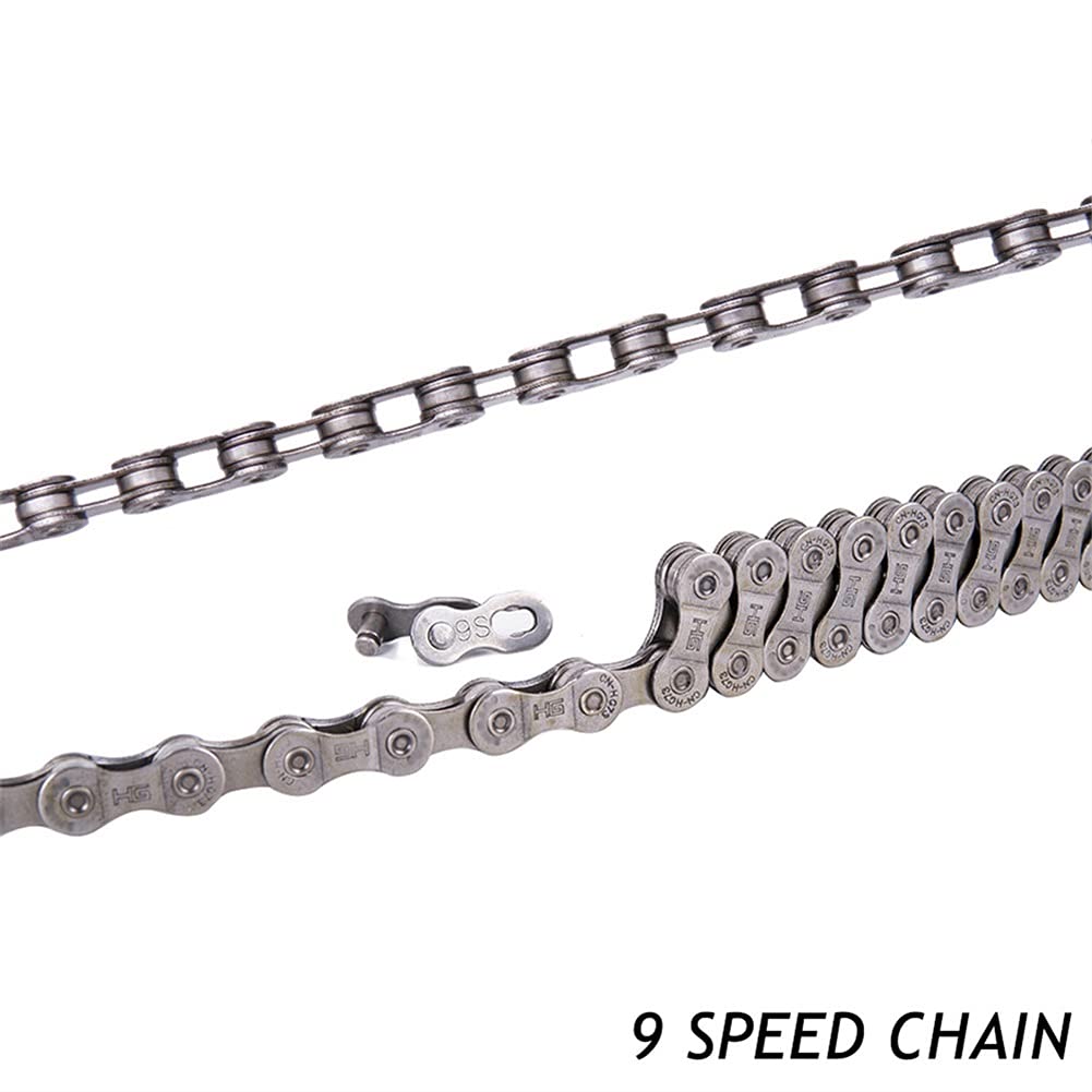 Fahrradketten 9-fach Fahrradkette 116 Glieder Fahrradkette mit magischer Schnalle Fahrradzubehör für die meisten Fahrräder für die meisten Fahrräder (Color : Silver, Size : 116links) (Silver 116link