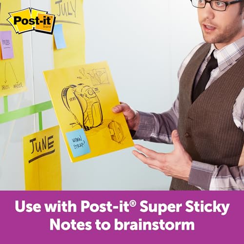 Post-it Notas grandes super adesivas, cor única (amarelo), dupla aderência, 28 x 28 cm