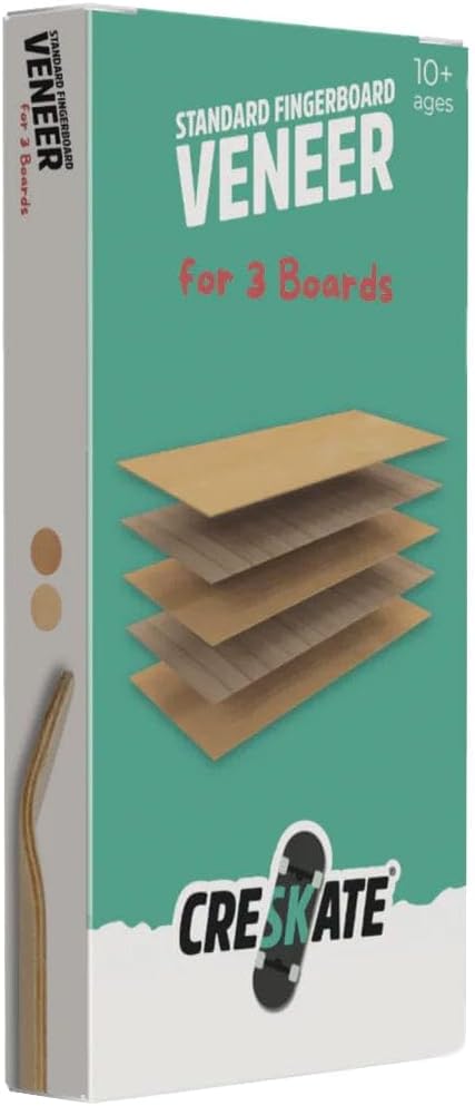 Standard Fingerboard Veneer Pack for 3 Decks – 15 Maple & Beech Wood Veneer Sheets with Foam Tape, Premium German DIY Fingerboard Veneer