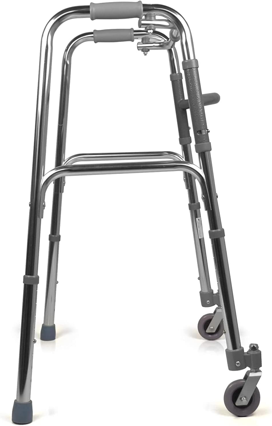 Deambulatori pieghevole in alluminio anodizzato 2 puntali e 2 ruote piroettanti da 7 cm serie Click Art. RP734