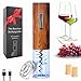 Produktbild FISHTEC - Wiederaufladbare Elektrische Korkenzieher-Box - Blaue LED-Beleuchtung, Basis Tasse Kapsel, Automatische Öffnung, Einfache Lagerung/Öffnung Basis - Geschenkbox - Holz-Effekt-Design