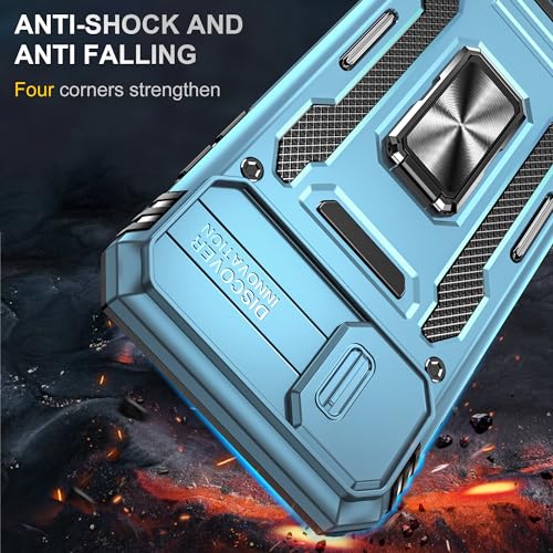 Image of Polycarbonate Slide Camera Cover with Ring Holder Mobile Phone Back Cover for iPhone X /XS (Blue)