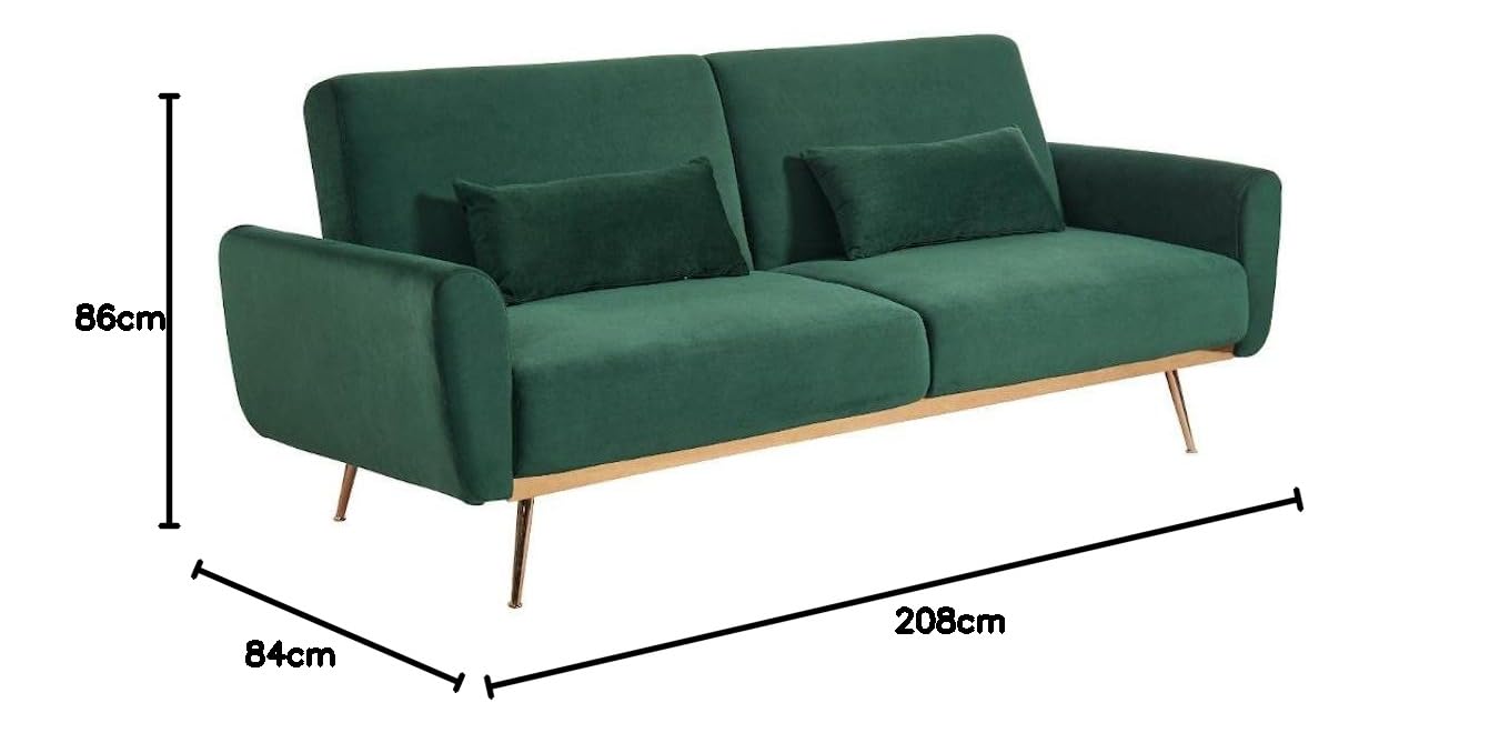 Vente-unique - Sofá Cama 3 plazas Launei - Terciopelo - Verde Pino