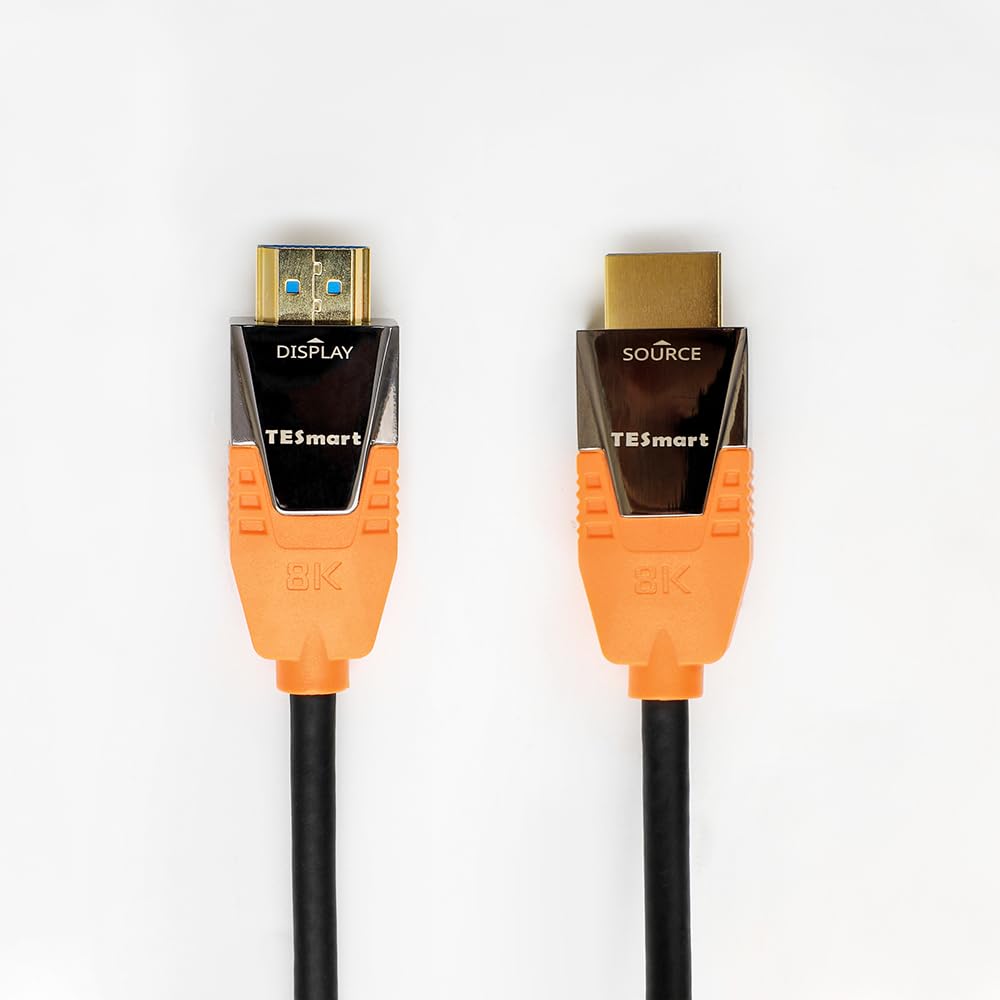 TESmart Cavo HDMI 8K 16,4 ft(5 m)| Fibra Ottica Attiva (AOC), 48Gbps, Ultra Veloce | 8K a 60Hz, 4K a 120Hz, eARC, VRR, ALLM | Per Home Cinema e Console di Nuova Generazione