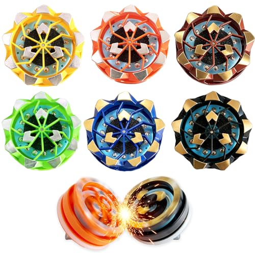 Fireworks Fingertip Gyro,Handheld Fireworks Gyroscope,Collision Sparks Light Up Spinning Top Toy,Creative Gyroscope Toy for Kids,Fidget Spinners for Adults, Cool Flashing Spinning Toys (6 PCS)