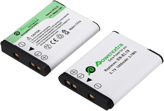 2 x EN-EL19 Replacement Batteries Compatible with Nikon Coolpix W100, W150, S32, S100, S2800, S3200, S3300, S3500, S3600, S4100, S4200, S4300, S5200, S5300, S6500, S6600, S6800, S6900, S7000 Camera