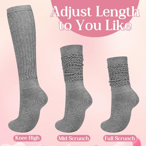 Image of Jeyiour 5 Pairs Grip Pilates Socks for Women Non Slip Barre Yoga Slouch Socks for Athletic Ballet Dance Workout Hospital