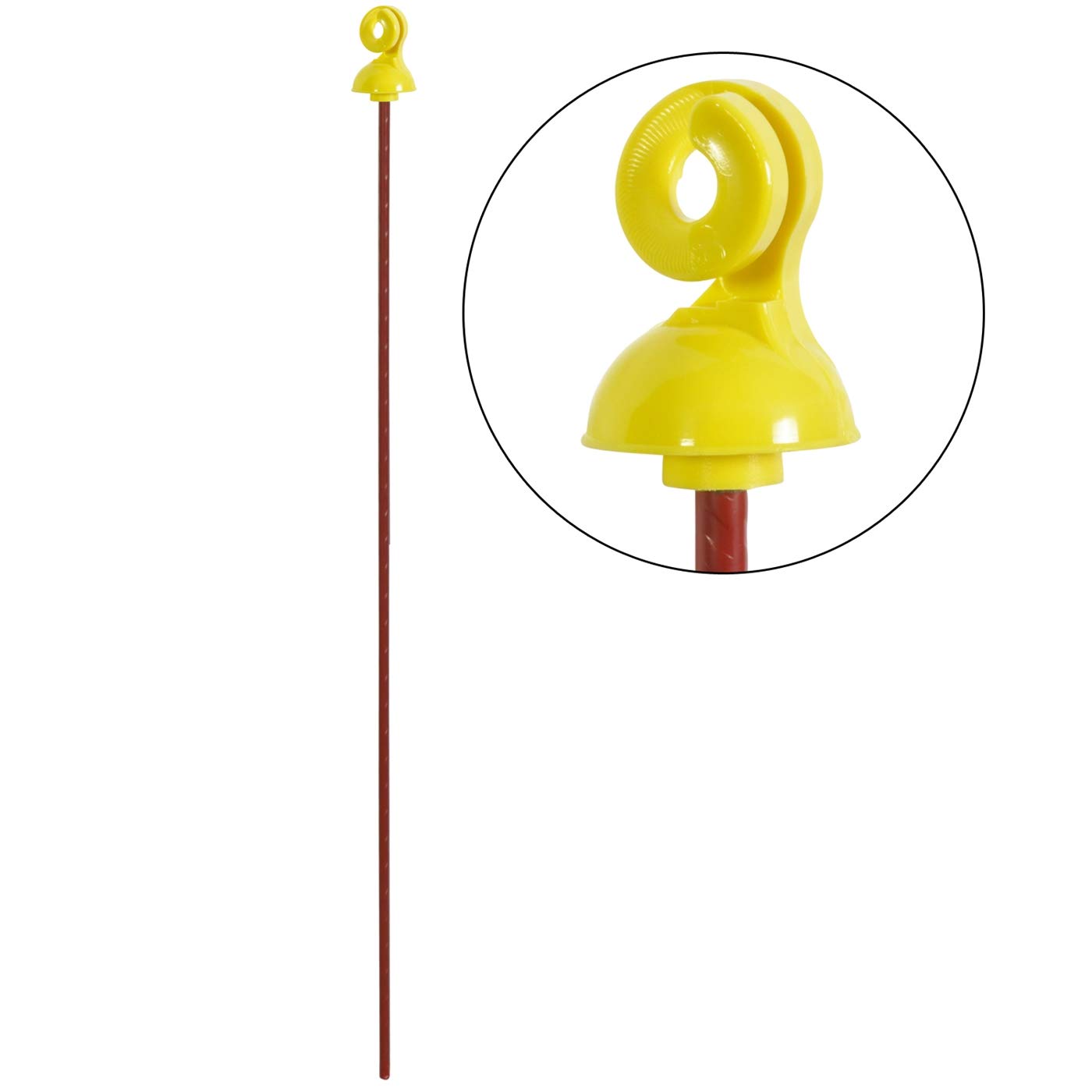 VOSS.farming 25 pz. Pali in Fibra di Vetro, Lunghezza 65 cm, a Profilo Rotondo con isolatore di Testa Giallo, con Occhiello