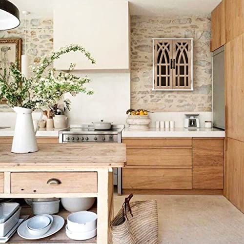 Luxenhome Double Door Wood Mounted Wall Cabinet, Farmhouse Wood Wall Storage, Kitchen Wall Cabinet With Shelves Inside, 20 Inch, Disdressed White #TOP3