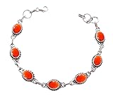 Avicrafts Carnelian Stone Bracelets Silver Overlay For Women Girl Gifts - Gemstone Adjustable Handmade Link Bracelets Christmas Gifts For Her