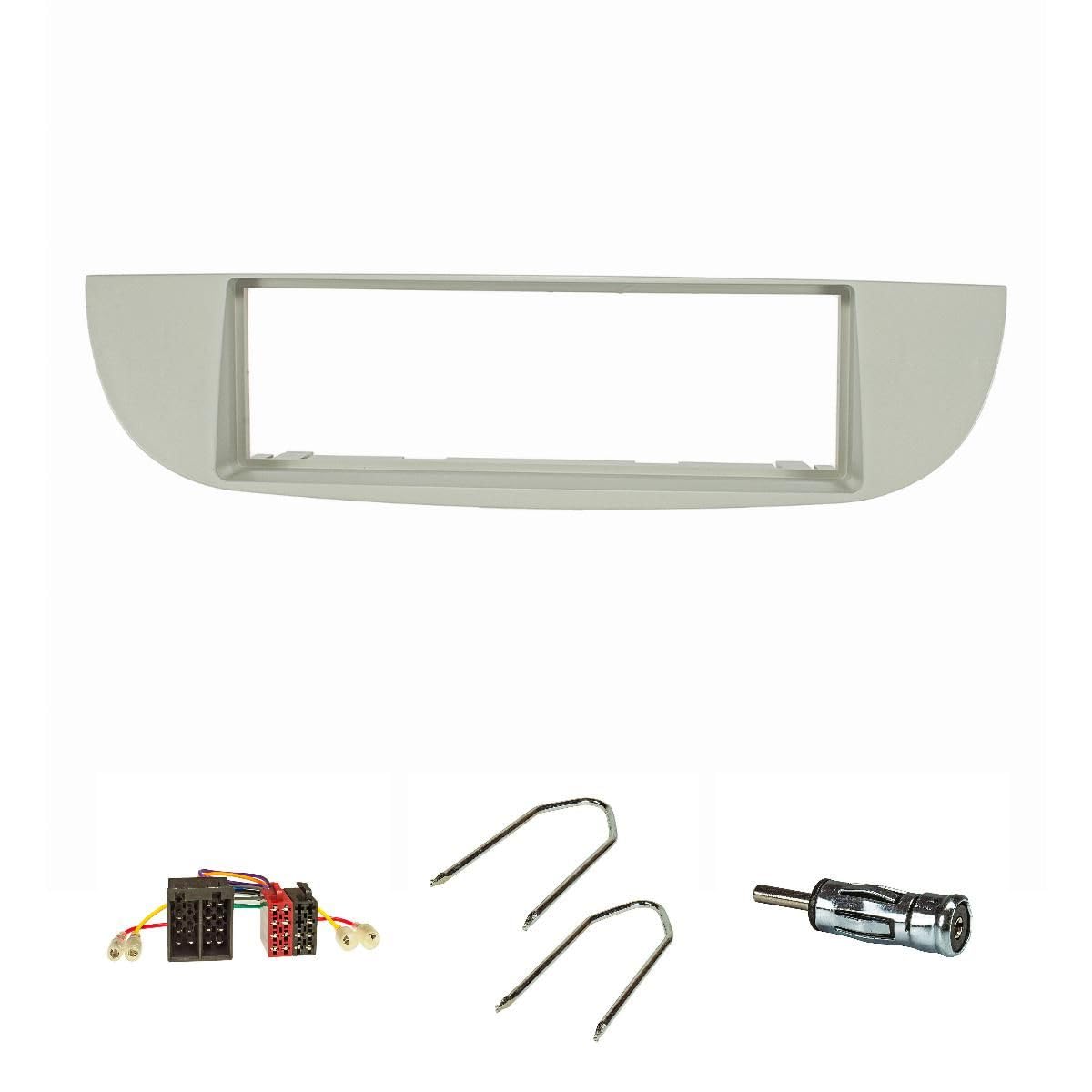 tomzz Audio 2414-039 Set di pannelli radio compatibili con Fiat 500 anno 2007-2015 beige con adattatore radio Adattatore antenna ISO Staffa di sblocco ISO DIN