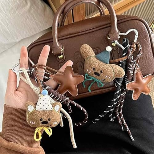 Image of 1 Piece Keychains Aesthetic, Bag Charms for Handbags, Cute Keychain for Girls, Plush Bear Design, Matching Key Rings for Home