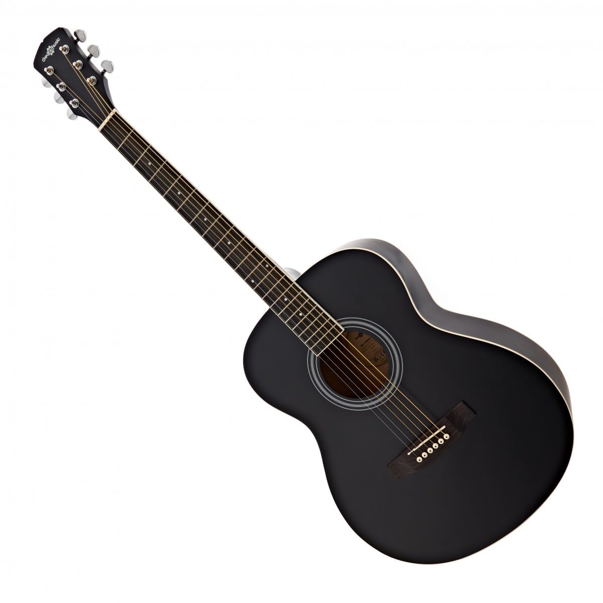 Chitarra acustica mancina Student di Gear4music, nera | Per suonatori mancini in crescita, costruzione in tiglio per un tono brillante ed equilibrato, manico a C comodo