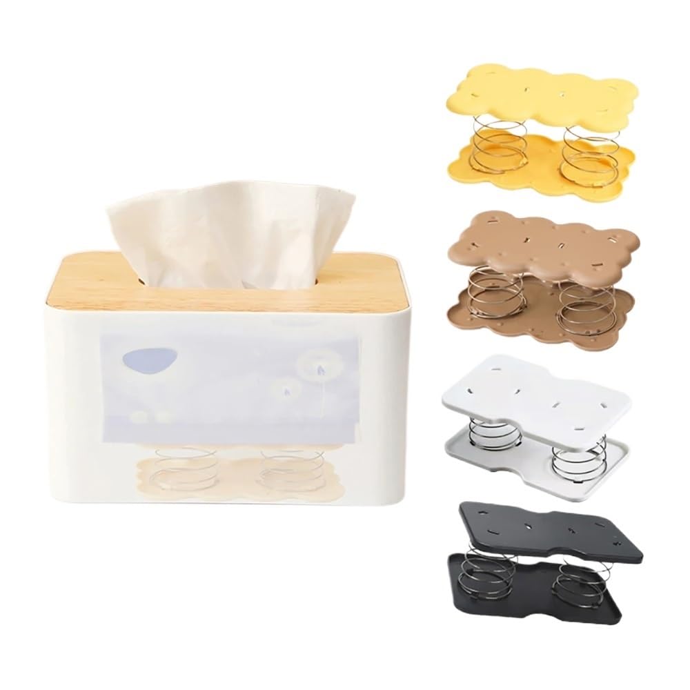 Tissue Box Tissue Dispenser Spring Automatic Lift Spring Loaded Tissue Box Office Home Kitchen Toilet Bracket Kitchen Organizer(1pc-Brown)
