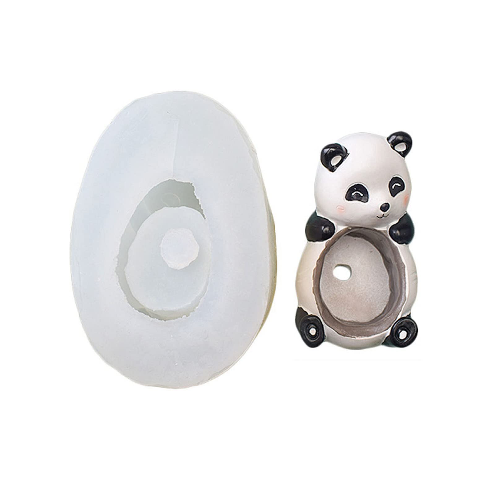 Kalttoy Panda Bear Silicone Mold Vase Flower Pot Mold Plaster Resin Gypsum Cement Molds Concrete Planter Epoxy Resin Flower Pot For