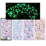 Chaojibao 第一世代のホロー ぷくぷくシール かわいい エアーしーる ぷっくり 3D 夜光 立体 大量 4枚入り ごほうびシール デコ 室内装飾 プレゼント 携帯電話飾り用手帳用 DIY用 日記帳用 貼り付け可能 手芸用品 贈り物 (4つの発光モデル) [並行輸入品]