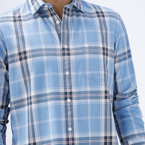 Image of BASICS 100% Cotton Checked Shirt for Men | Slim Fit | Everyday Smart Casual Wear | Full Sleeve