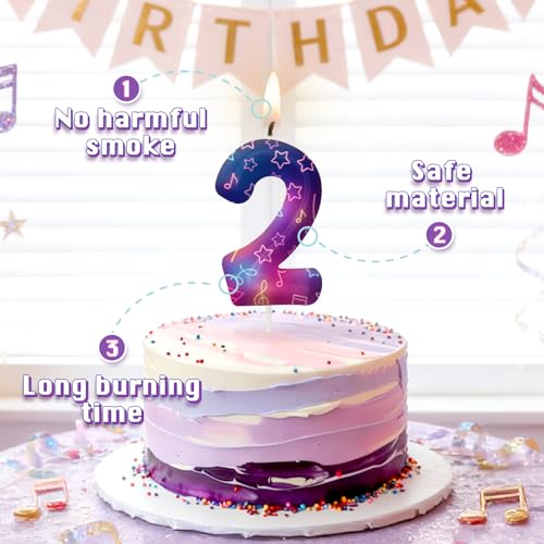 Image of Purple Number 1 Birthday Candles, Cartoon Themed Cupcake Toppers for Boys Girls Cake Decorations, Cake Toppers, Birthday Decorations Party Supplies, Number Candles for Party Decor
